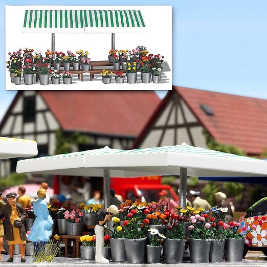 BUSCH 1072 H0 Marktstand Blumen 