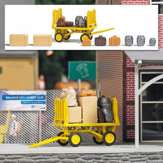 BUSCH 1646 H0 Postkarren mit Zubehör 