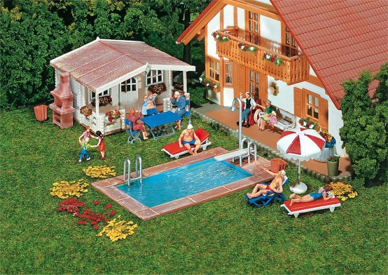 FALLER 180542 H0 Swimming-Pool und Gartenhaus 
