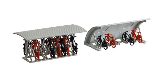 Preview: FALLER 180584 H0 2 Fahrradständer mit Rädern 