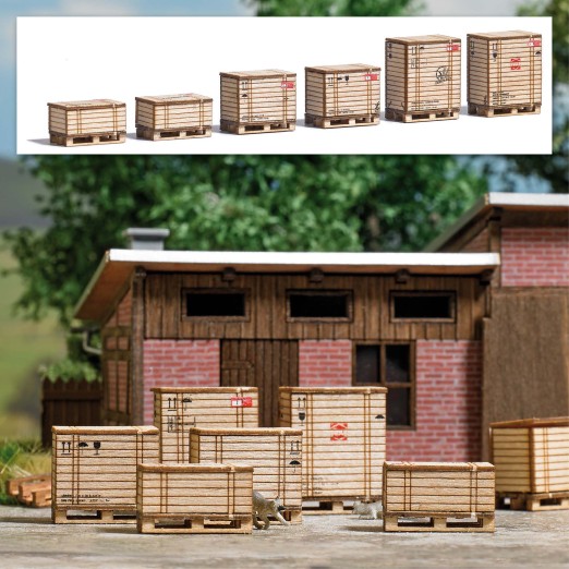 BUSCH 1811 H0 Paletten mit Holzkisten 