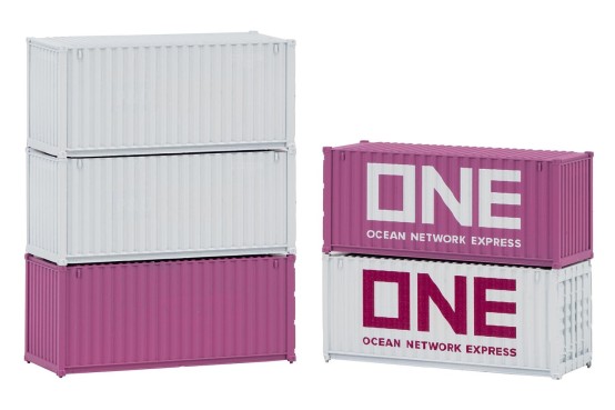 FALLER 182052 H0 20' Container ONE, 5er-Set 