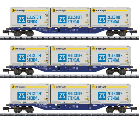 Minitrix 18420 N Containertragwagen Sgnss, 3er-Set 