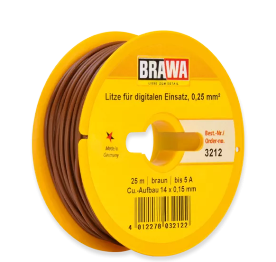 BRAWA 3212 Litze für digitalen Einsatz, 0,25 mm², braun 