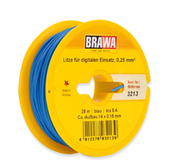 BRAWA 3213 Litze für digitalen Einsatz, 0,25 mm², blau 
