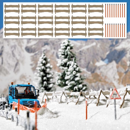 BUSCH 1120 H0 Schneefangzäune und Schneestangen 