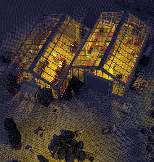 Preview: BUSCH 1128 H0 Gartencenter Einrichtung 
