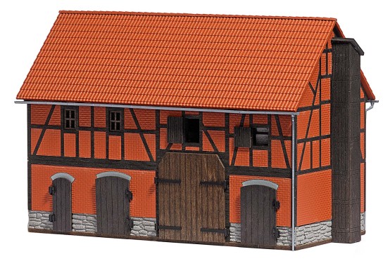 Preview: BUSCH 1507 H0 Scheune mit großem Stall 