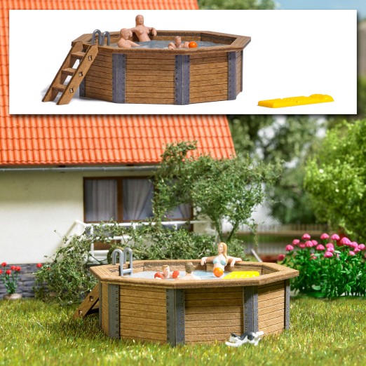 BUSCH 1832 H0 Gartenpool mit Familie 
