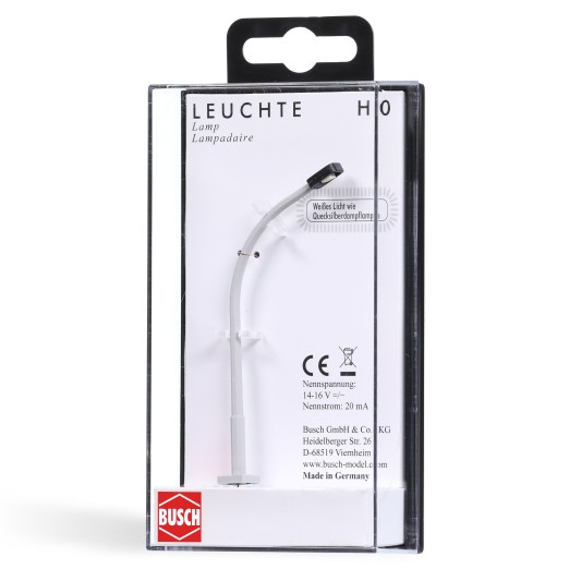 BUSCH 4125 H0 Betonmastleuchte mit gebogenem Mast 