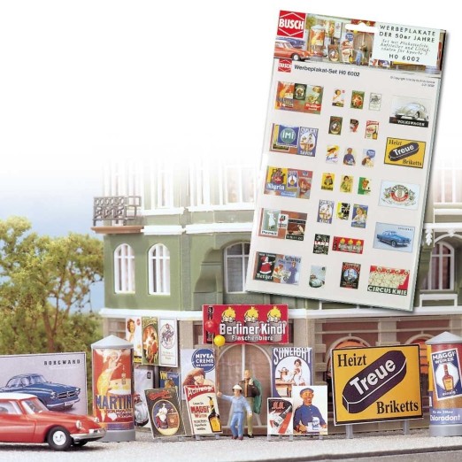 Preview: BUSCH 6002 H0 Werbeplakat-Set der Epoche 3 