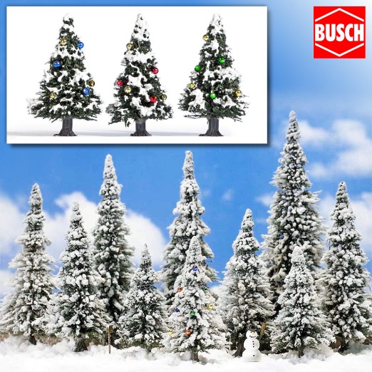 BUSCH 6464 H0/TT 3 Verschneite Weihnachtsbäume 