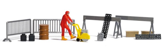 Preview: BUSCH 7801 H0 Asphaltsäge mit Bauarbeiter 