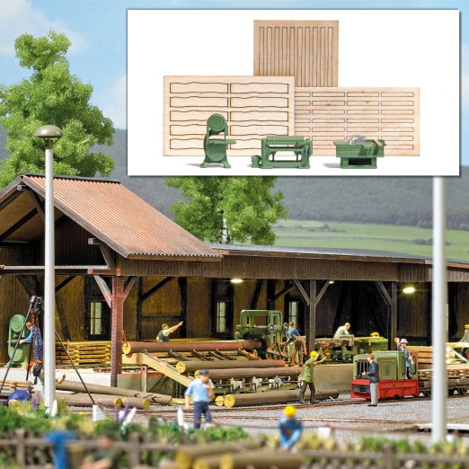 BUSCH 7850 H0 Holzbearbeitungsmaschinen mit Zubehör 