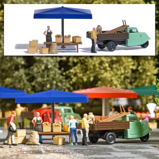 BUSCH 7914 H0 Marktstand Kartoffeln 