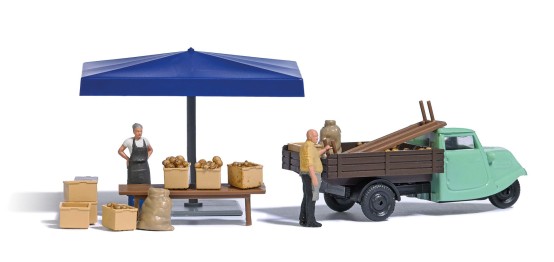 Preview: BUSCH 7914 H0 Marktstand Kartoffeln 