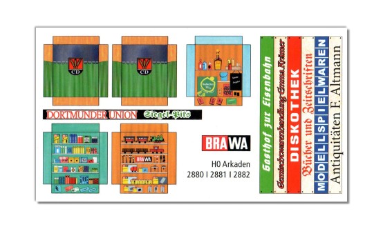 Preview: BRAWA 2880 H0 Arkaden mit Läden 