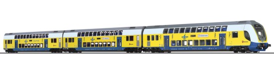 BRAWA 44574 H0 Doppelstock-Wagenset Metronom, 3er-Set (RE 3 Hamburg Hbf)