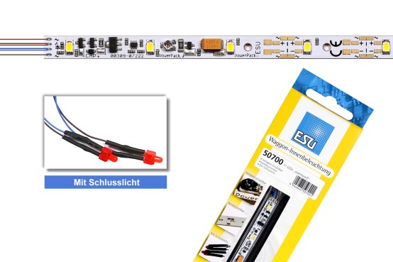 Preview: ESU 50700 H0/TT/N Innenbeleuchtung warmweiß mit Schlusslicht 