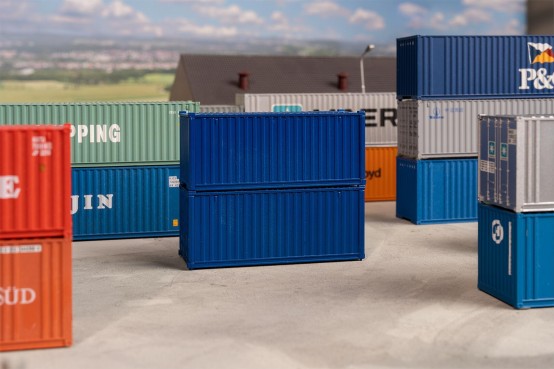 FALLER 182054 H0 20' Container, blau, 2er-Set 