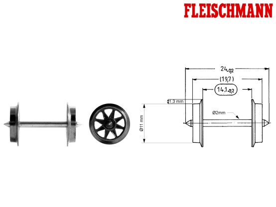 Fleischmann 6563 H0 Doppelspeichen-Radsatz AC 