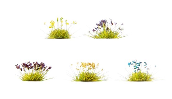 Preview: NOCH 06805 Blumen 250 Stück, grün-gelb, blau-weiß, Heide, Korn, Lavendel