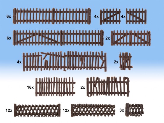 Preview: NOCH 33096 N Großpackung Gartenzäune 