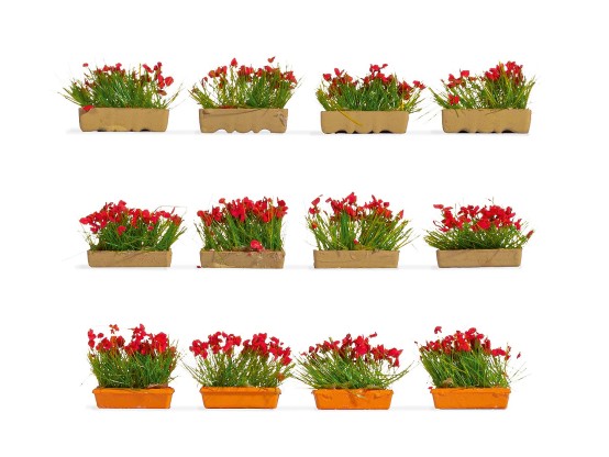 NOCH 14010 H0 Blumenkästen blühend rot 