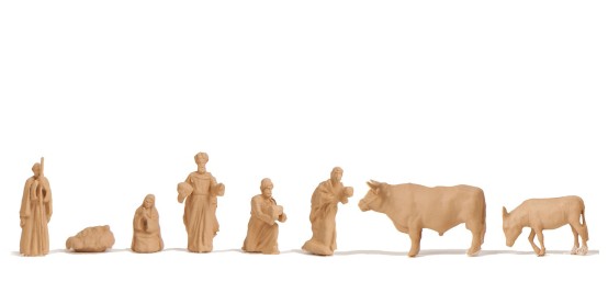 Preview: NOCH 14394 H0 Weihnachtsmarkt-Krippe mit Figuren in Holzoptik