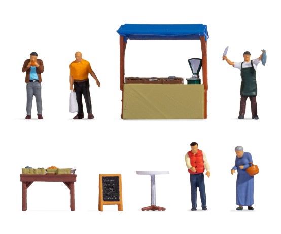 NOCH 16228 H0 Figuren-Themenwelt Fischstand 