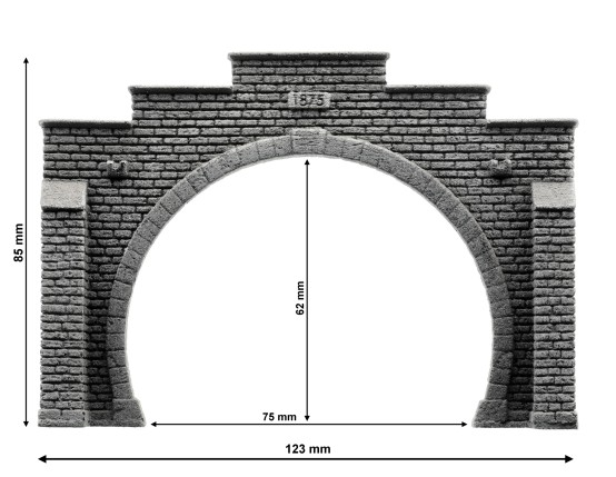 Preview: NOCH 34852 N Tunnel-Portal 2-gleisig, 12,3 x 8,5 cm 