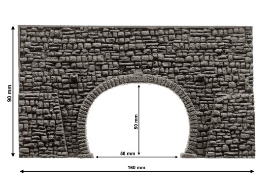 Preview: NOCH 34938 N Tunnel-Portal 2-gleisig, 16 x 9 cm 