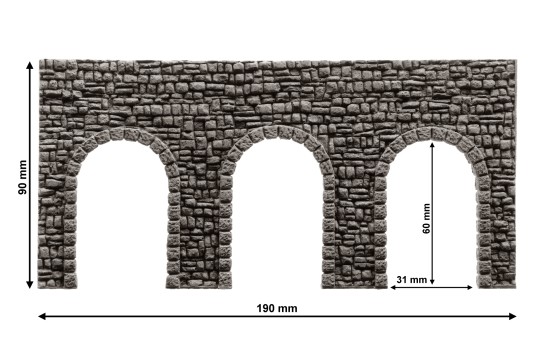 Preview: NOCH 34942 N Arkadenmauer offen, 19 x 9 cm 
