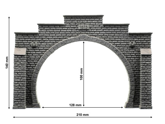 Preview: NOCH 58052 H0 Tunnel-Portal 2-gleisig, 21 x 14 cm 