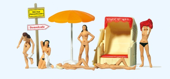 Preiser 10107 H0 Am FKK-Strand, Strandkorb und Zubehör 