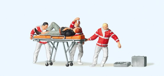 Preiser 10532 H0 Sanitäter mit Krankentrage 