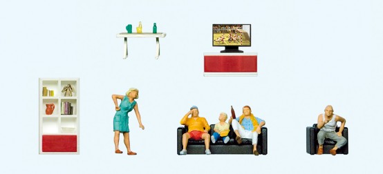 Preiser 10649 H0 Familie beim Fernsehen. Wohnz 