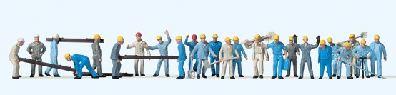 Preiser 14403 H0 Gleisbauarbeiter mit Werkzeugen, 24 Figuren 