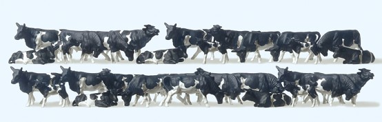 Preiser 14408 H0 Kühe schwarz/weiß, 30 Figuren 