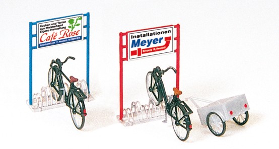 Preiser 17163 H0 Fahrradständer, Fahrräder, Anhänger (Bausatz)