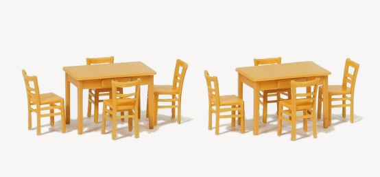 Preiser 17218 H0 2 Tische, 8 Stühle. Materialf 
