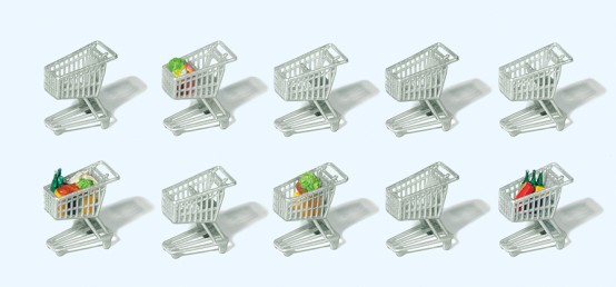 Preiser 17224 H0 Einkaufswagen. 10 Stück im Ba 