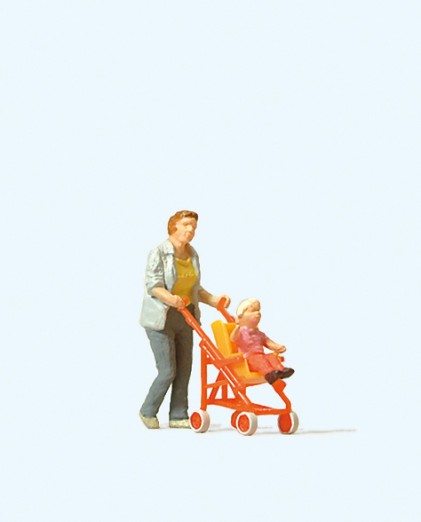 Preiser 28079 H0 Frau mit Buggy 