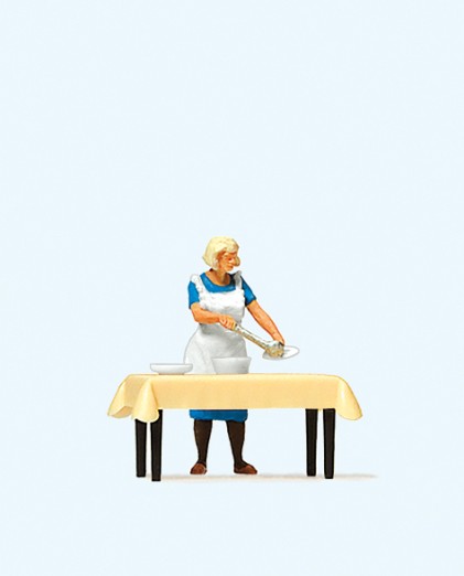 Preiser 28130 H0 Hausfrau am Tisch, Essen schöpfend 