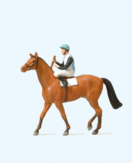Preiser 29080 H0 Jockei auf Pferd 