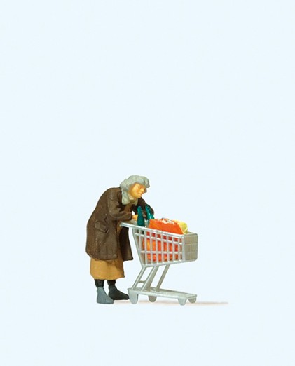 Preiser 29095 H0 Obdachlose mit Einkaufswagen 