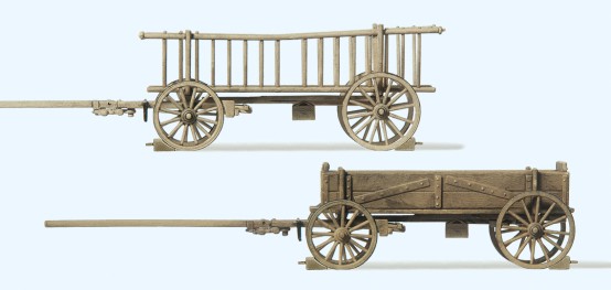 Preiser 30413 H0 Abgestellter Leiter- und Kastenwagen 