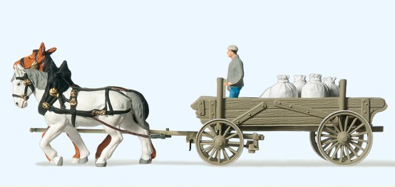 Preiser 30470 H0 Bauernwagen mit Mehlsäcken (Fertigmodell) 