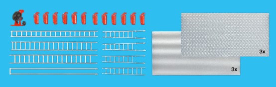 Preiser 31026 H0 Überdrucklüfter, Feuerlöscher, Leitern, Riffelblechplatten. ( Bausatz )