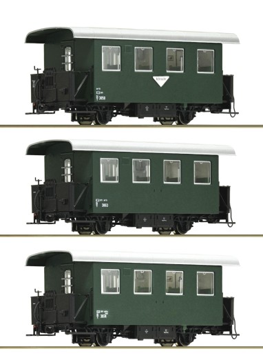Roco 34100 H0e Schmalspur-Spantenwagen, ÖBB 3er-Set 